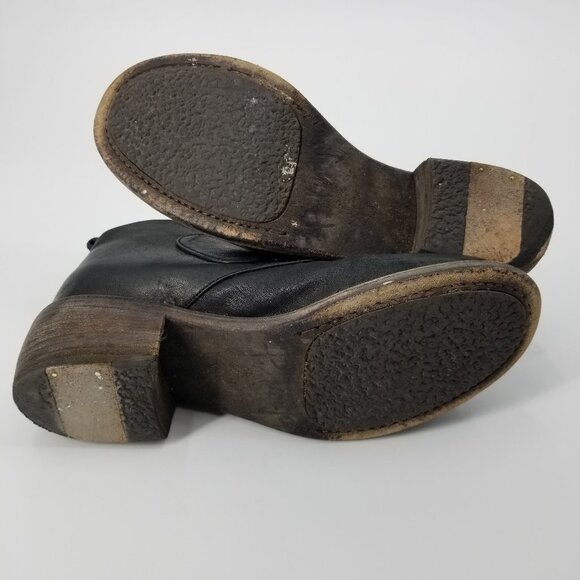 P Monjo Size 6 Black Leather Double Monkstrap Ankle Boots Moto Booties Goth - Picture 12 of 12